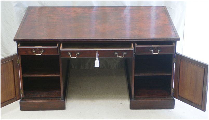 1038 Antique Victorian Mahogany Partners Desk Rear (2)